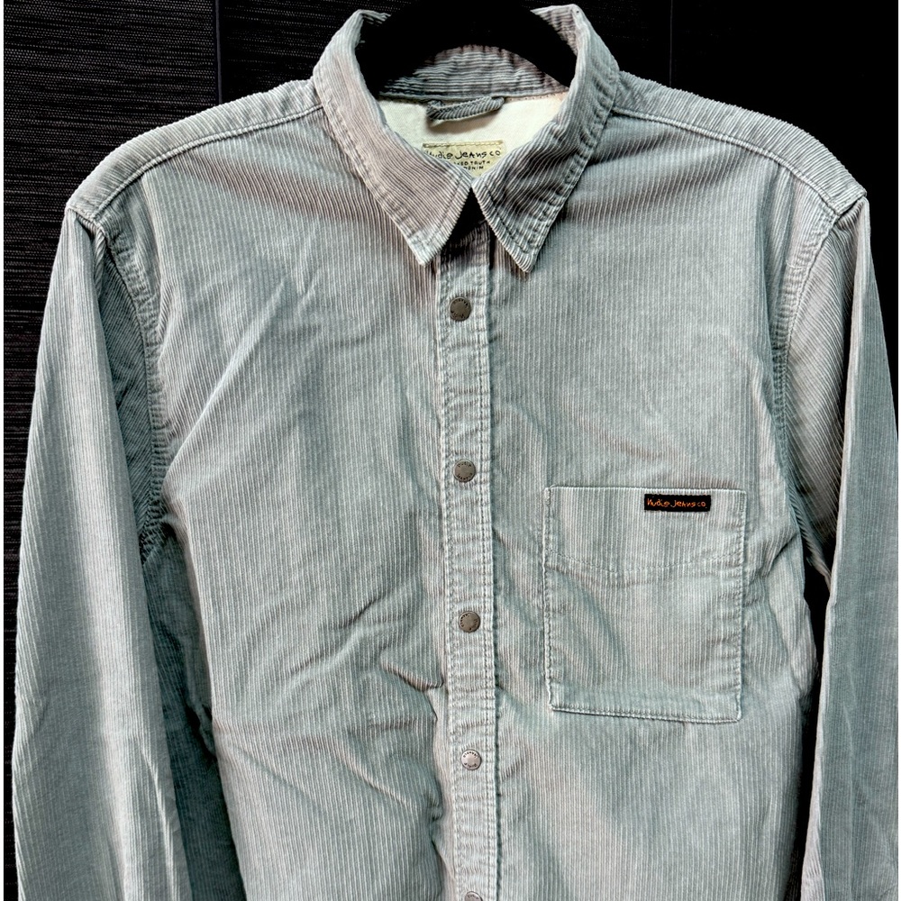 Nudie Jeans Corduroy Button Down Gray Size Medium